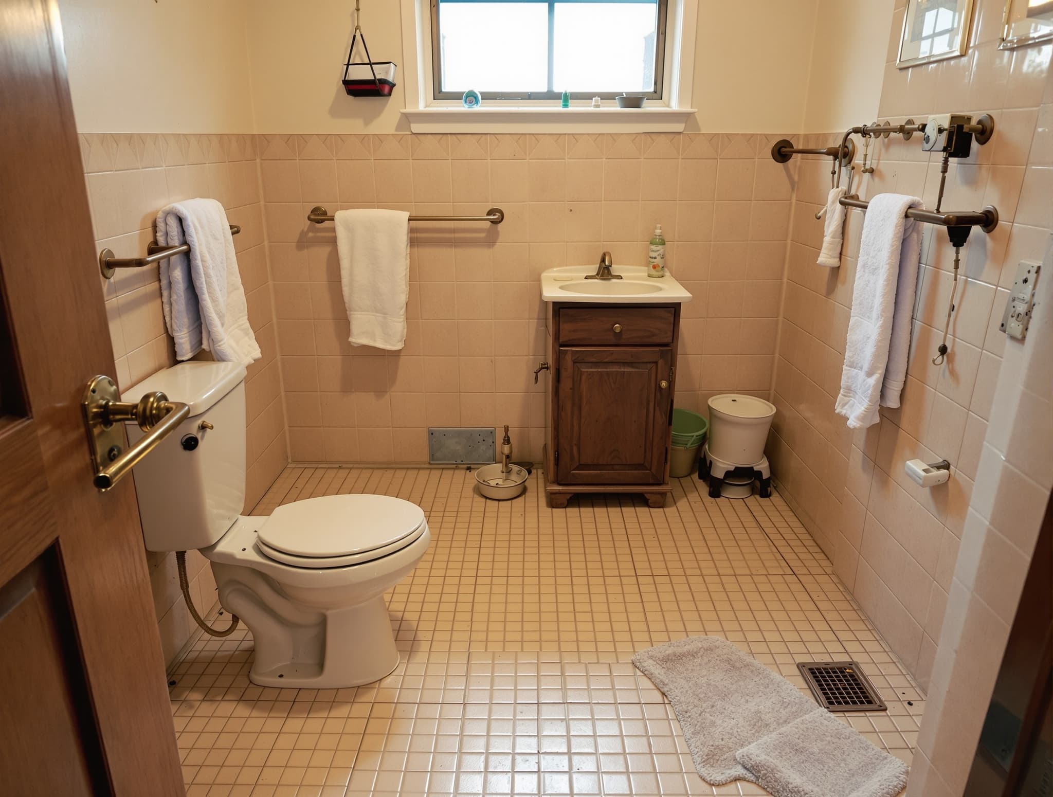 Before Marble-Look Primary Bath in Great Neck