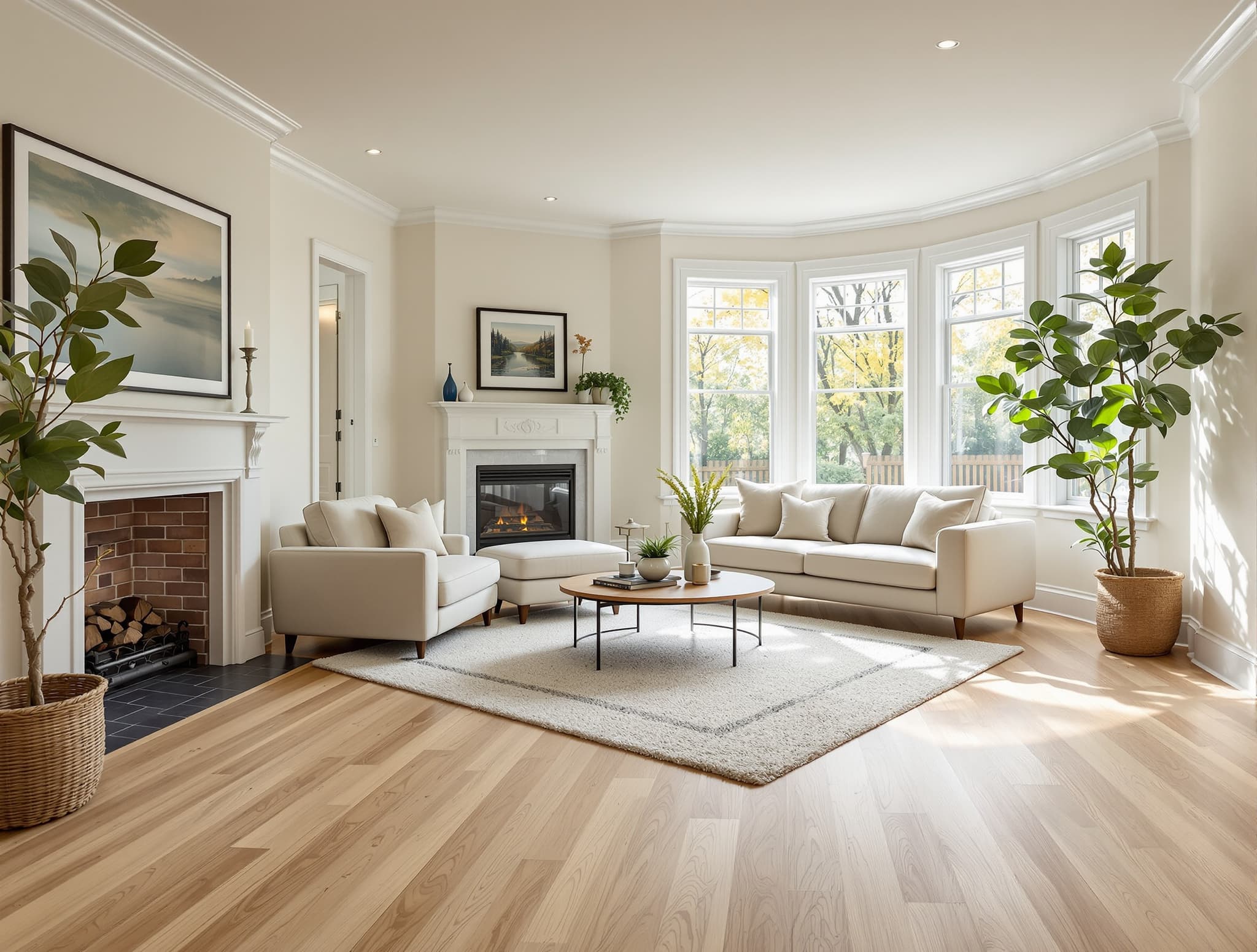 Wide-plank white oak living room