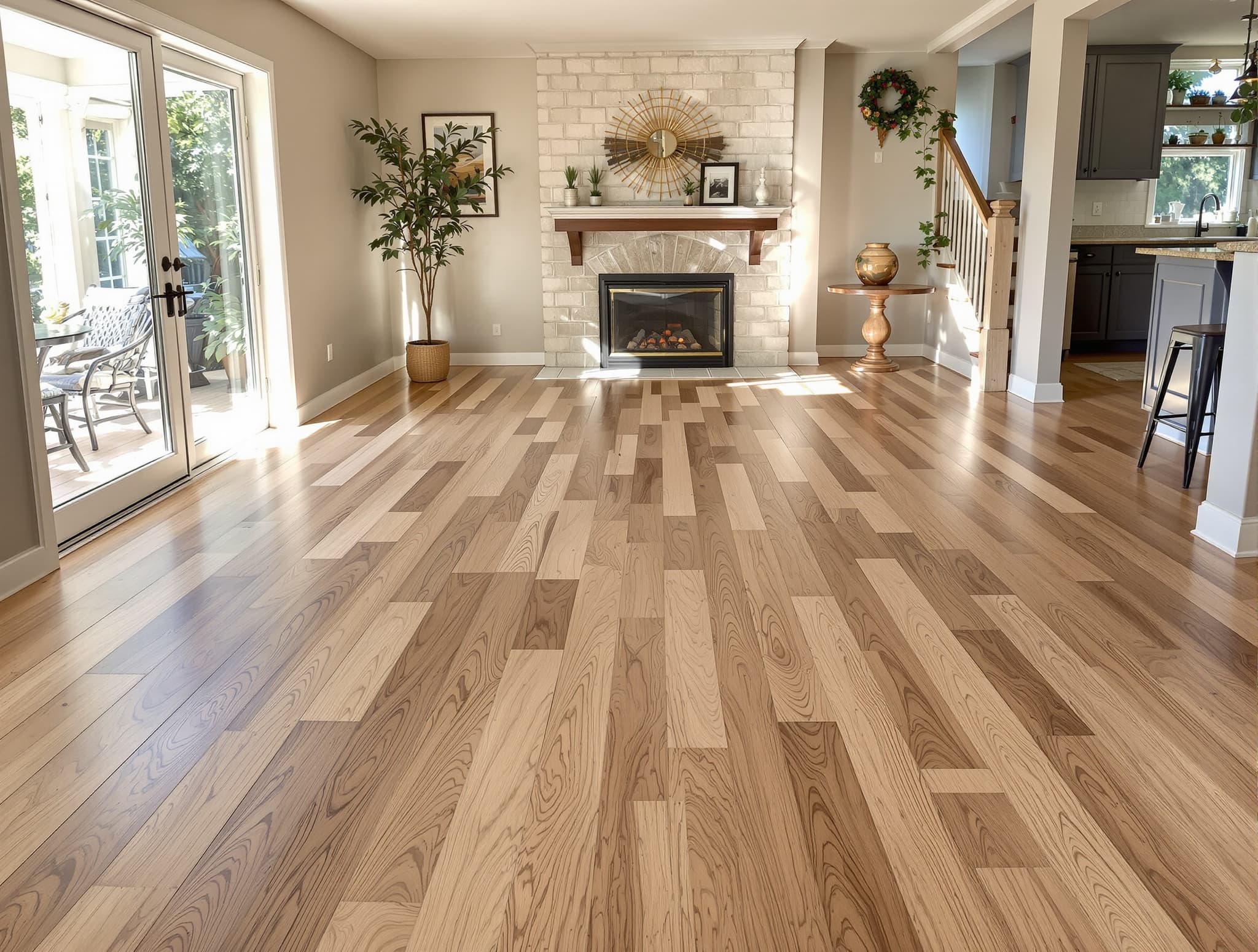 Engineered hickory family room