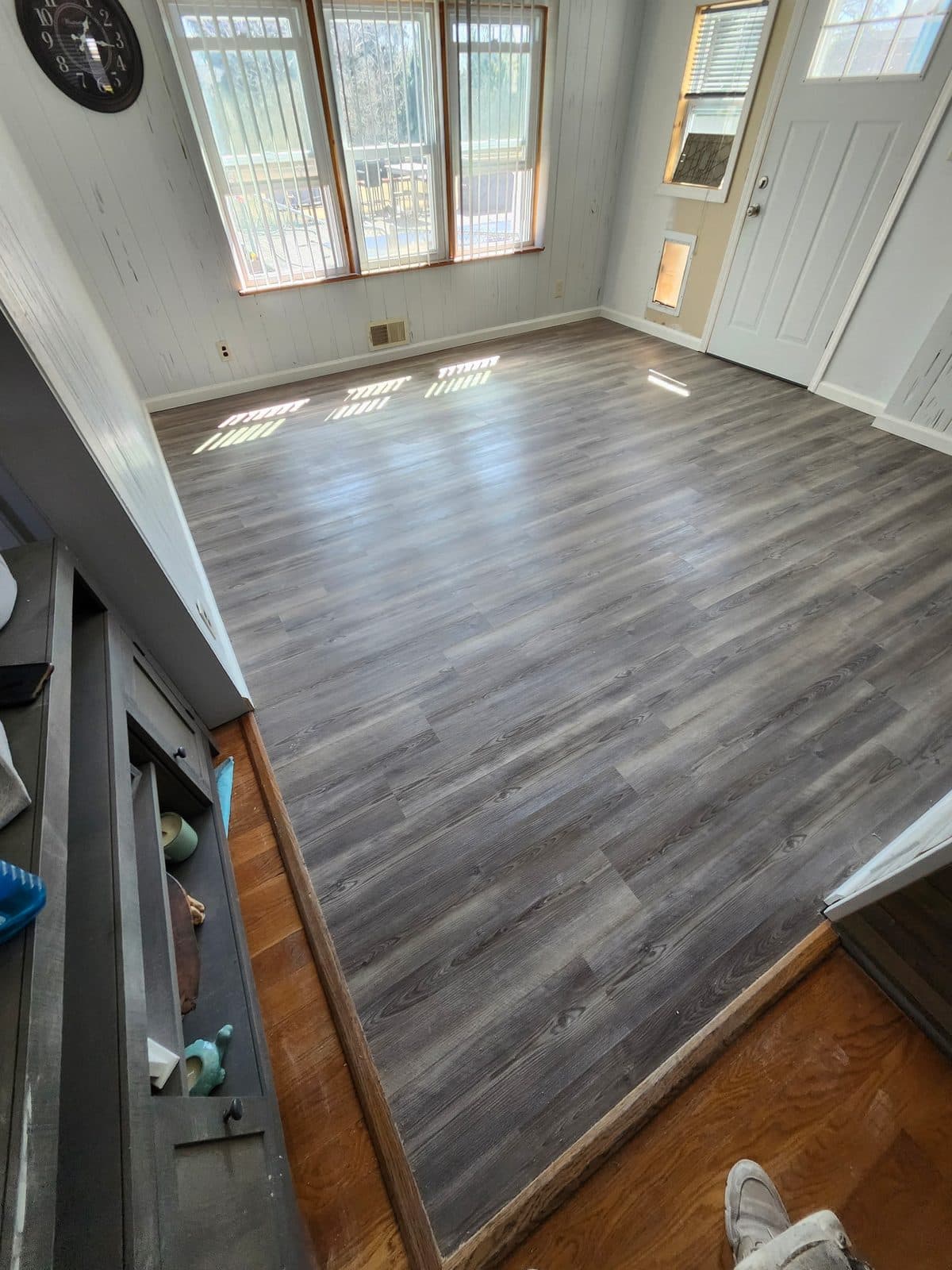 Grey wood-look LVP entry