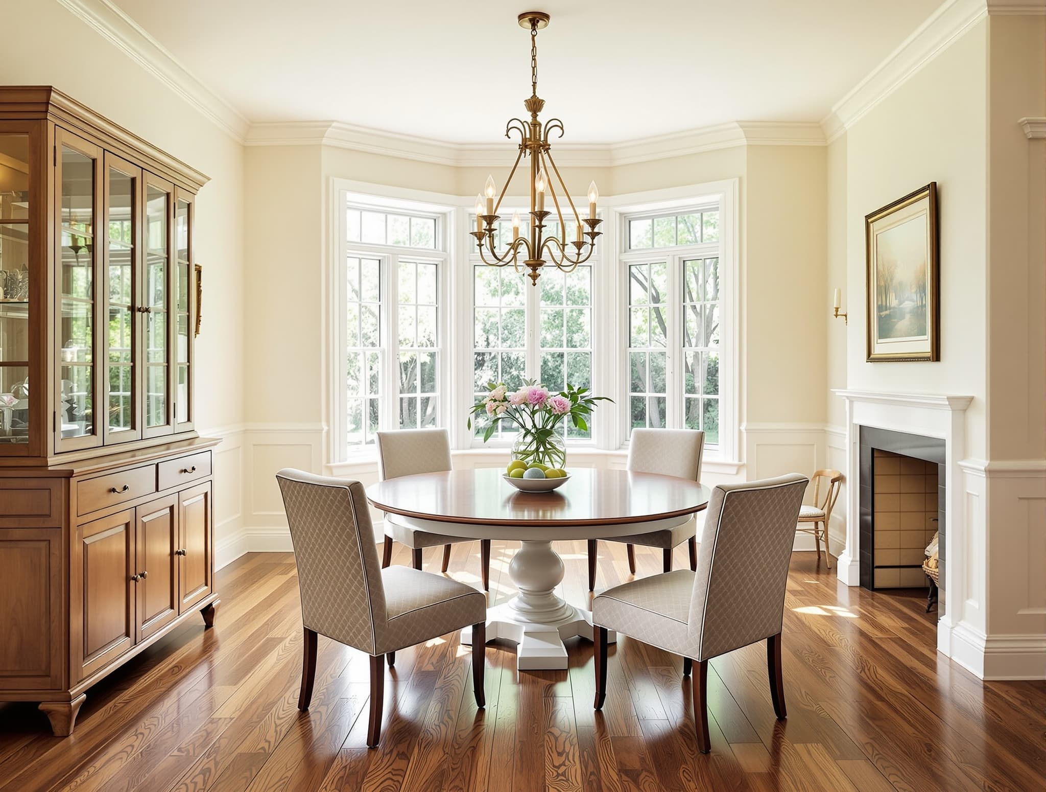 Walnut wide plank · Syosset dining room
