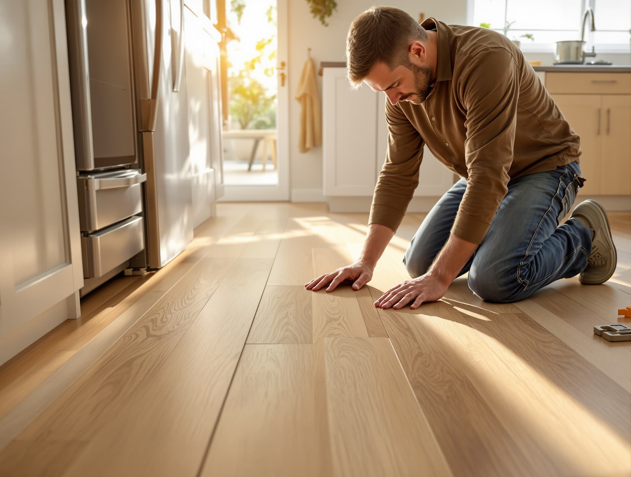 LVP click-lock installation in progress