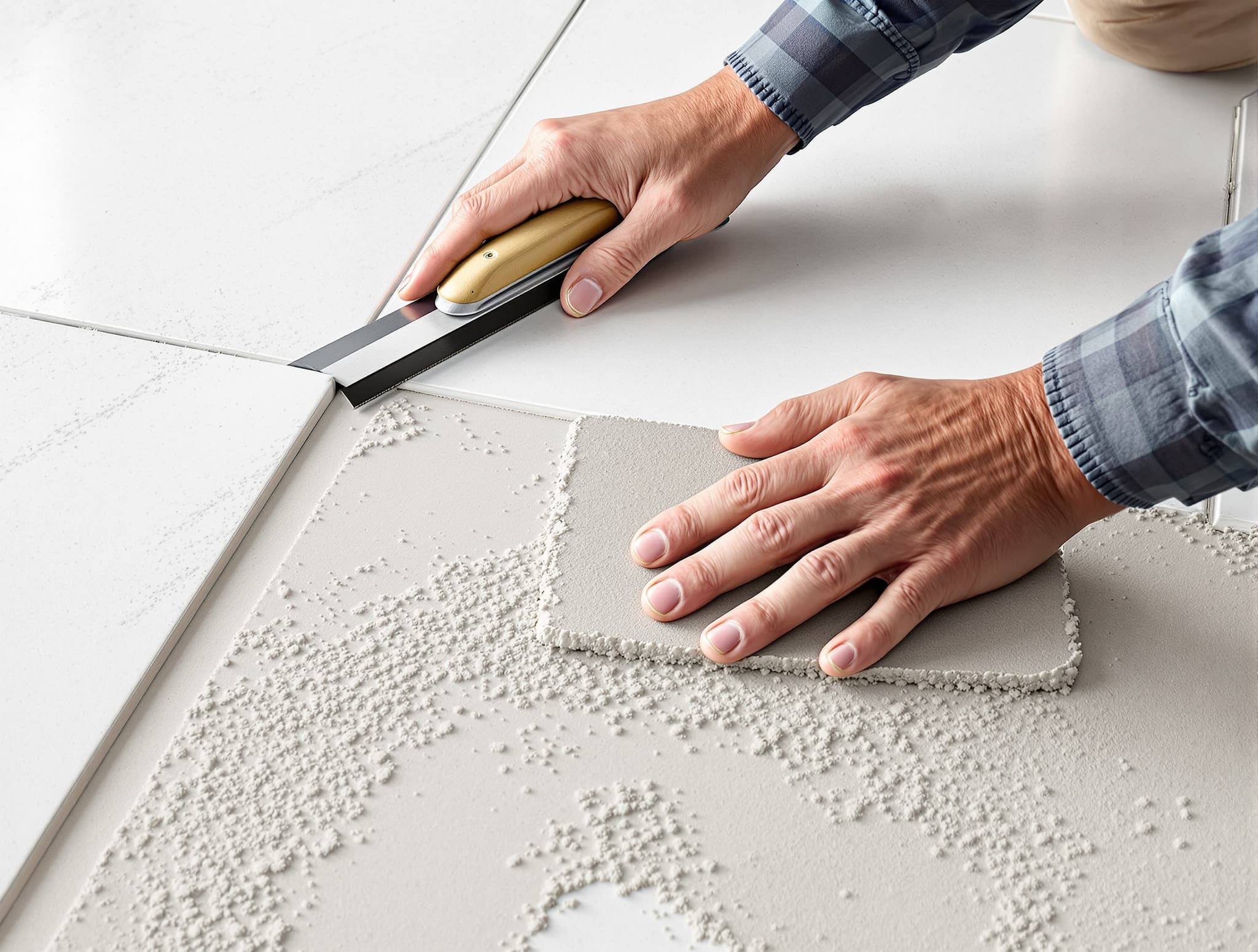 Large-format porcelain installation